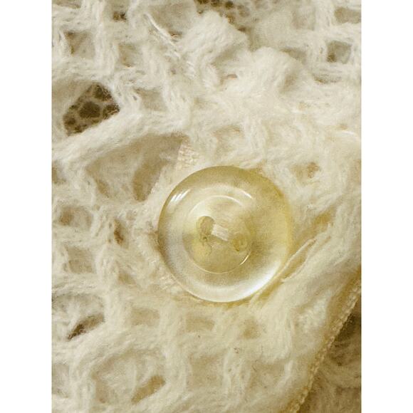 Vintage White Crochet Button Front Long Sleeve Cardigan Sweater Size Large - Picture 14 of 14